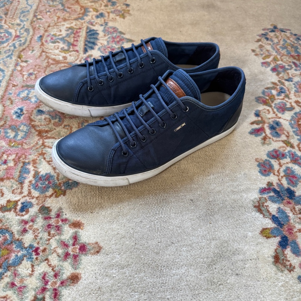 Men’s Geox Respira Blue Leather Smart Sneakers